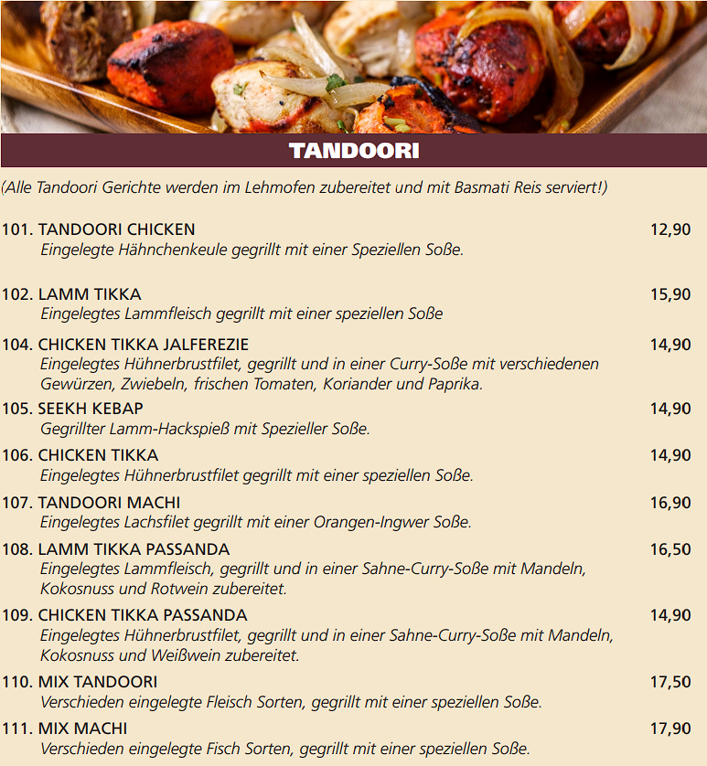 Speise 12 Tandori