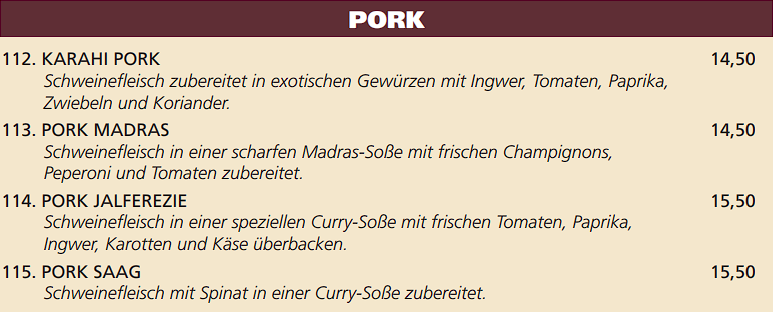Speise 13 Pork